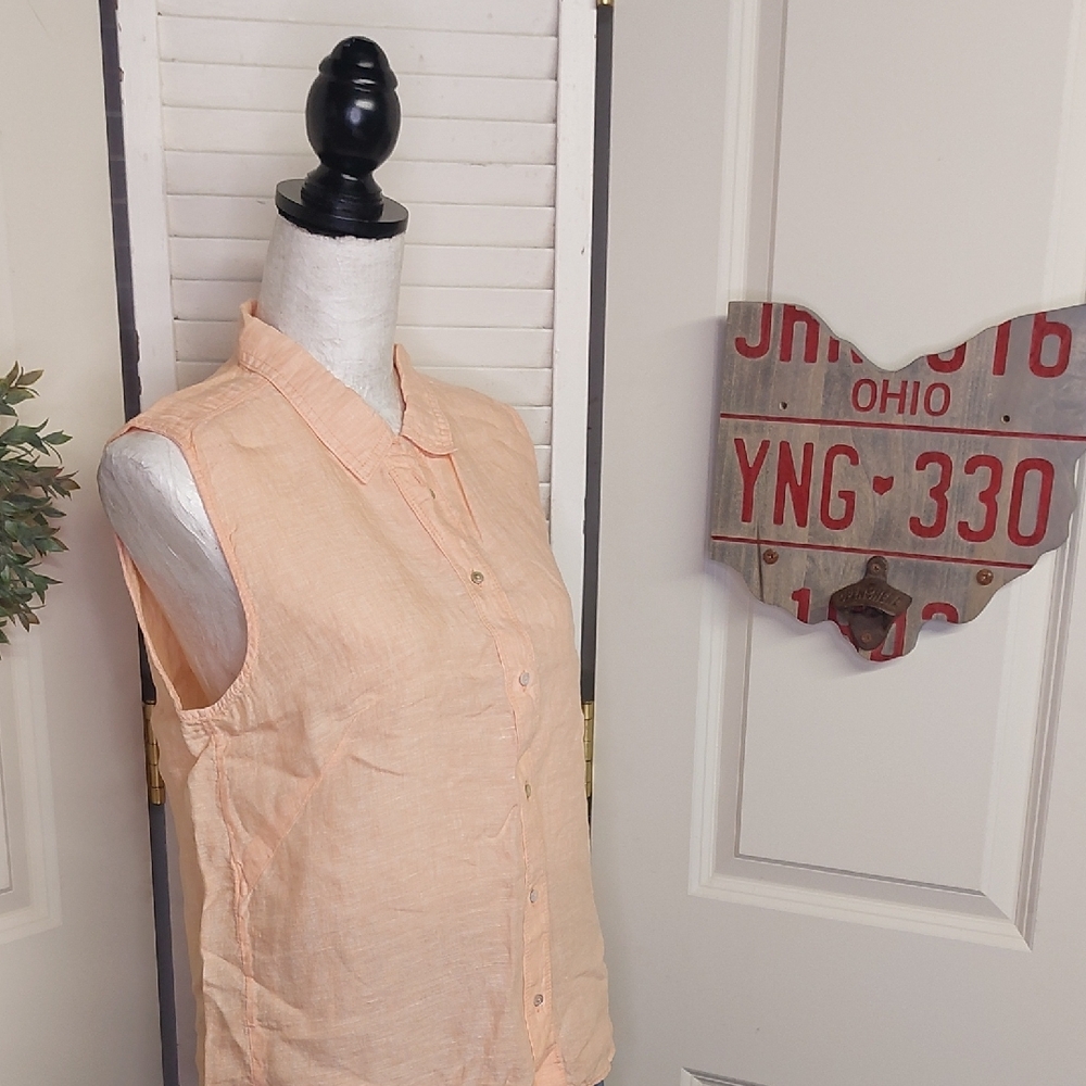 5 For 25! Sleeveless Linen Top, Peach - Picture 7 of 10